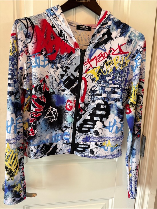 Jolie & Joy by FCT With Love Other - Joules & Joy Girls' Multi-Color Graffiti Zip Puffer Hoodie